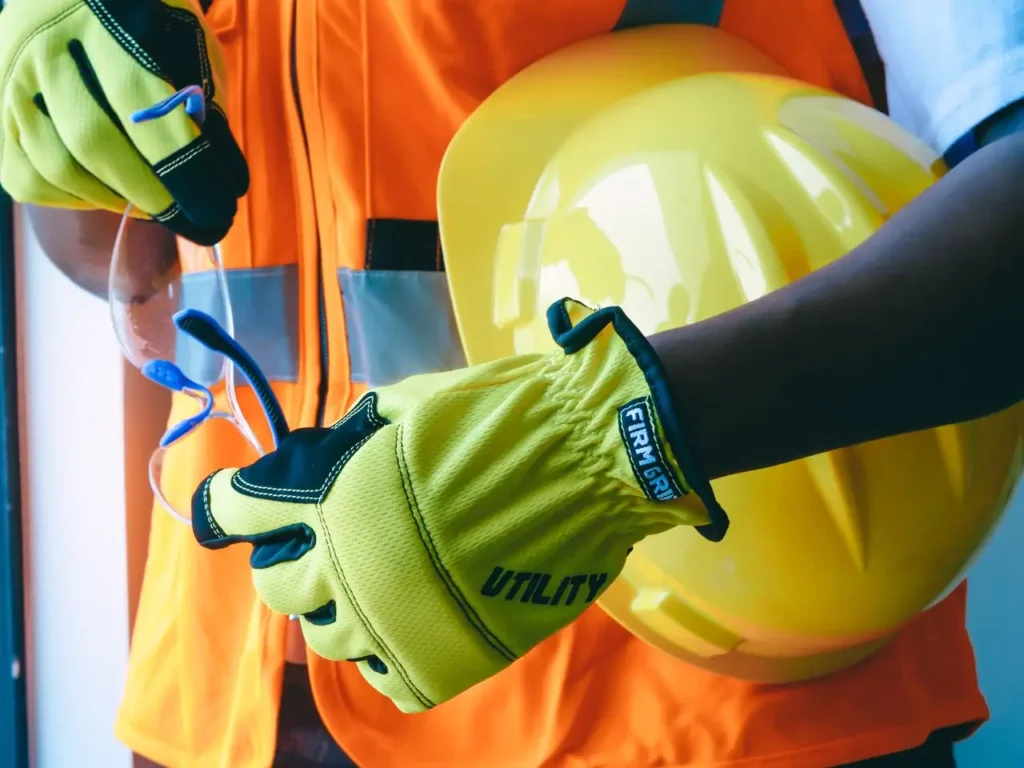 Equipo de protección: guantes y casco